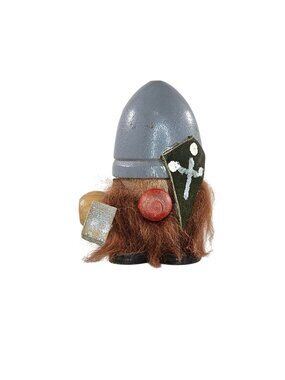 Miniature Wooden Viking Gonk Gnome Figurine With Axe & Shield Helmet